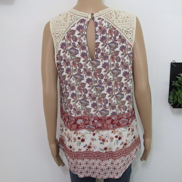 Anthropologie Floral & Lace Tank Top Blouse M - Picture 2 of 2